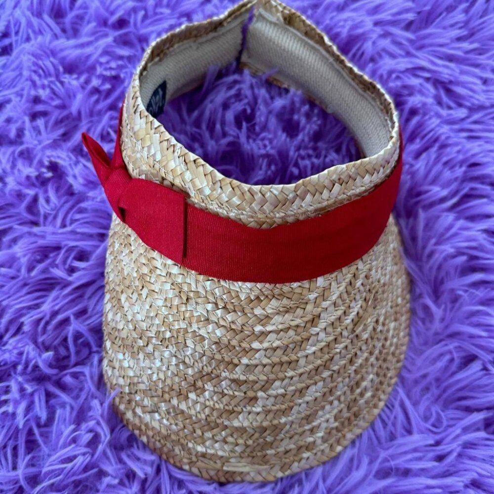 RED STRAW SUN VISOR